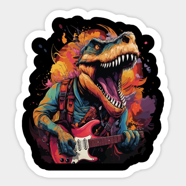 Dinosaur Playing Guitar Sticker by JH Mart